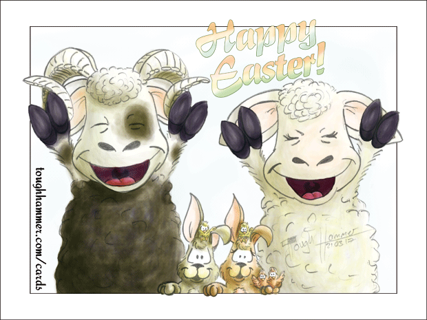 Cheerful sheep, bunnies and chicks: &ldquo;Happy Easter!&rdquo;