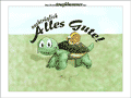 Schnecke auf dem Rückenpanzer einer Schild&oumnl;te : “nachträglich Alles Gute!”